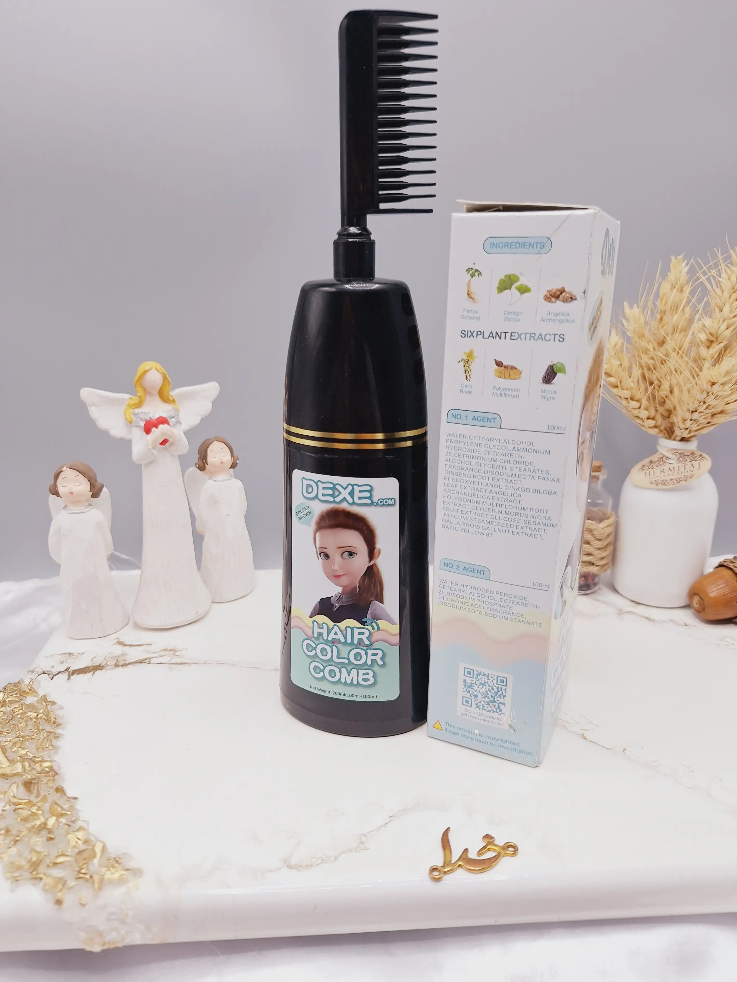 شانه رنگ مو رنگ قهوه ای طلایی برند دکسی Dexe کد 4825