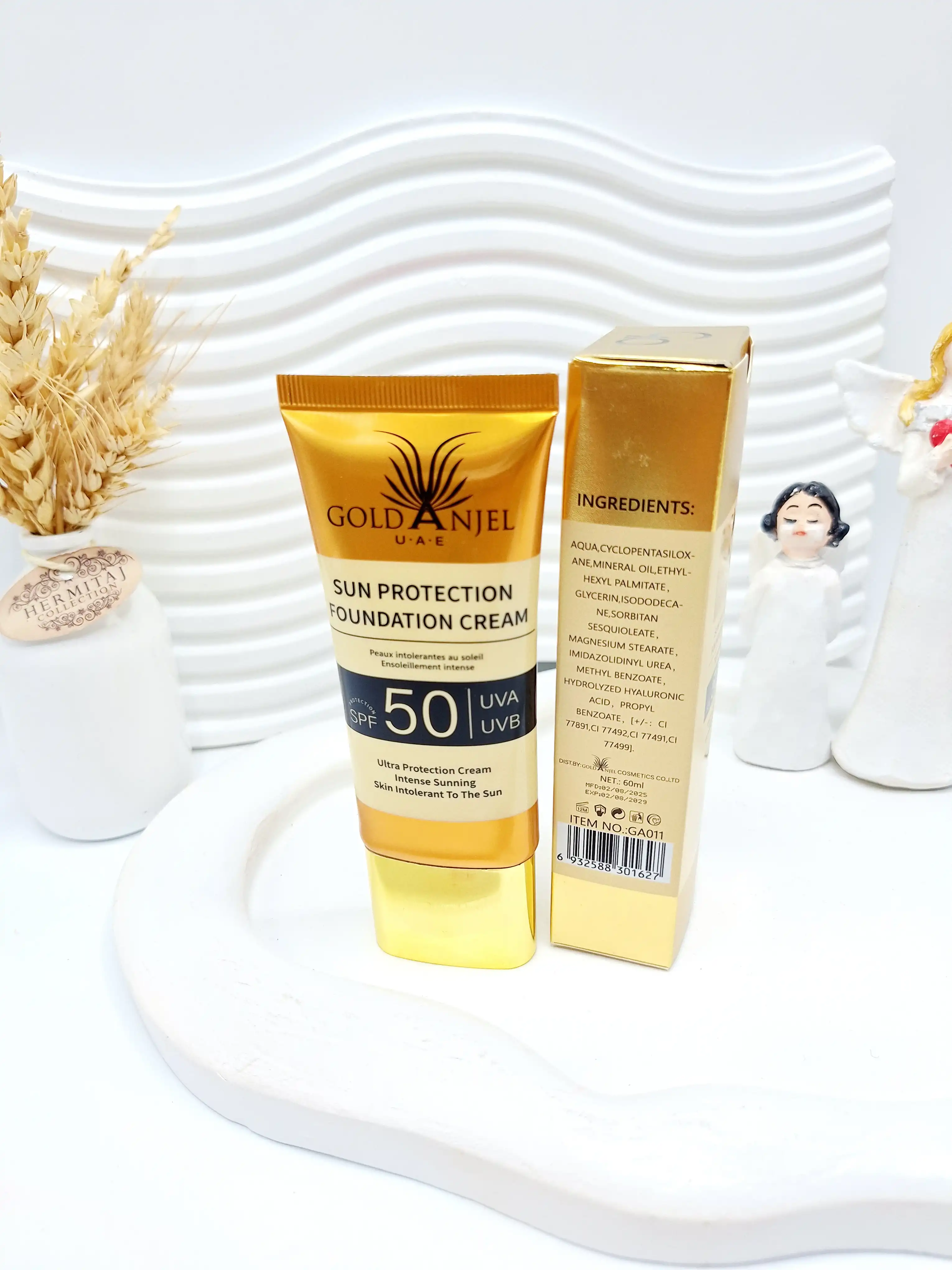 کرم پودر SPF 50 حجم 60 میل برند گلد آنجل کد 1627